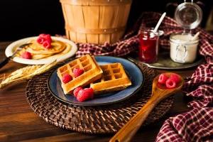 waffles and rasberries